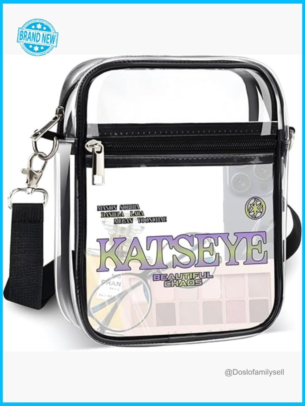 Clear Crossbody Bag Stadium Approved Concert Festival Essential Adjustable Strap